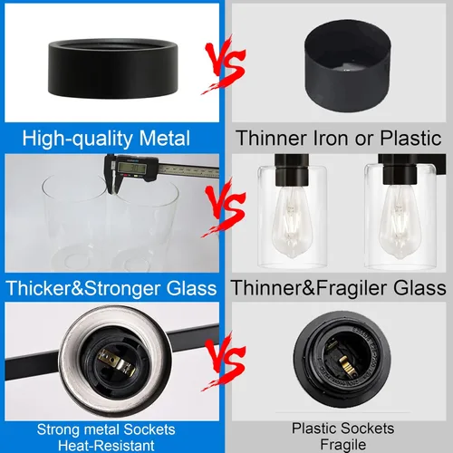 Miniatura 2 de MELUCEE Lámpara de Tocador Negra de 6 Luces, Aplique Industrial de Metal para Pared, Iluminación para Baño, Dormitorio, Pasillo, Cocina, Soporte