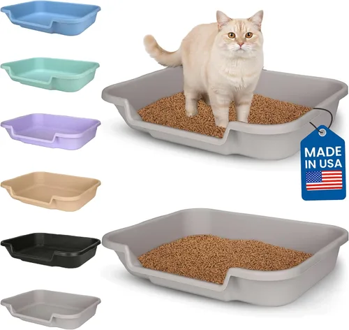 Miniatura 44 de KittyGoHere - Caja de arena para gatos mayores, sartén pequeña con cuchara jumbo de mango largo, caja de arena para gatos de entrada baja, ligera