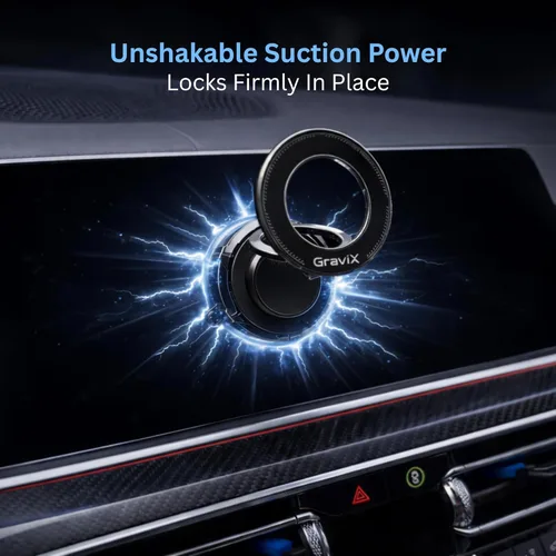 Miniatura 4 de GraviX Soporte magnético para teléfono de coche para MagSafe, potente imán, fuerte succión, brazo antivibración, tablero ajustable de 360° y soporte