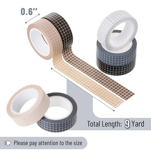 Miniatura 3 de Mr. Pen - Juego de cintas Washi de cuadrícula, 7 rollos, 0.6 pulgadas, cinta washi para diario, cinta decorativa, cinta de diario, cinta