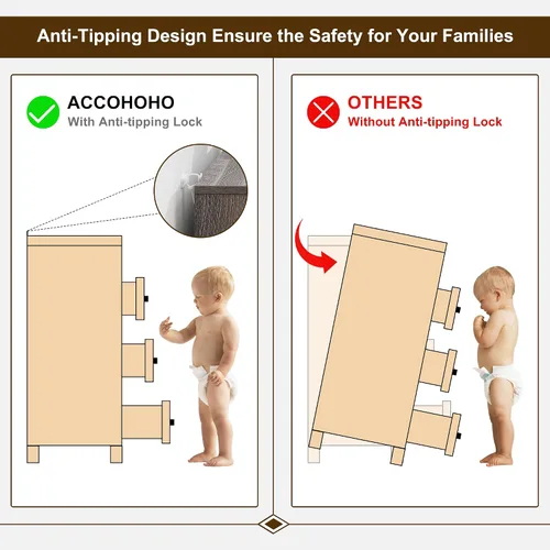 Miniatura 8 de ACCOHOHO Cómoda moderna de 6 cajones para dormitorio, cómoda de madera de 52 pulgadas de ancho con gran almacenamiento, cómoda sin asas, soporte