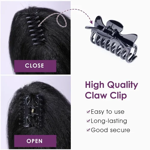 Miniatura 8 de WIGNEE Extensiones de cabello rizado tipo cola de caballo de 12 pulgadas, clip de garra, Yaki 1B/30, extensiones de cola de caballo para mujeres