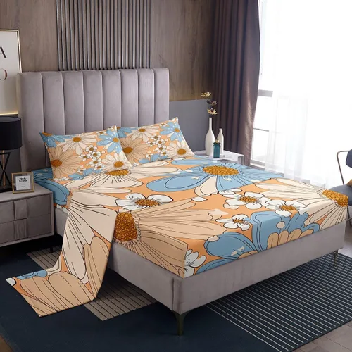 Miniatura 16 de Erosebridal Groovy - Juego de sábanas para decoración de fiesta para niñas y mujeres, diseño de signo de paz, tamaño individual, sábanas de mariposa