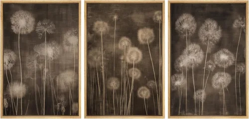 Miniatura 55 de SIGNWIN Lienzo enmarcado para pared, juego de arte de collage de hojas transparentes en blanco y negro, ilustraciones de naturaleza silvestre, arte