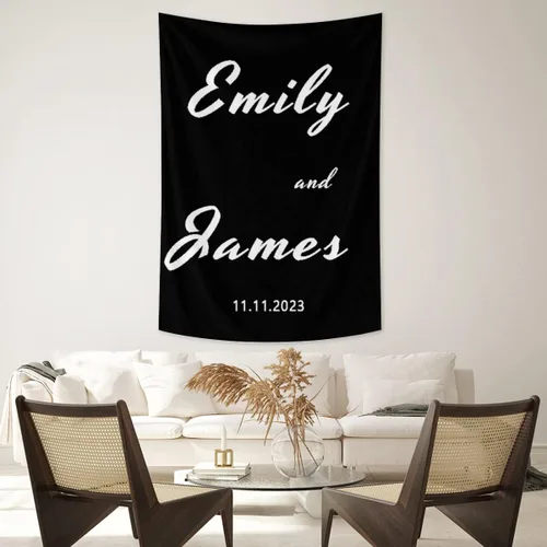 Miniatura 10 de Tapiz de boda personalizable con nombre y foto, colgante de pared personalizado para boda, tapiz de pared personalizado, decoración del hogar, tapiz