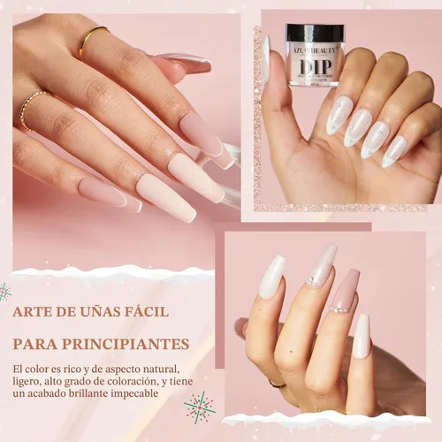 Miniatura 4 de Azurebeauty - Kit de iniciación de uñas en polvo de inmersión, 4 colores, purpurina de piel desnuda para todas las estaciones, juego de polvo