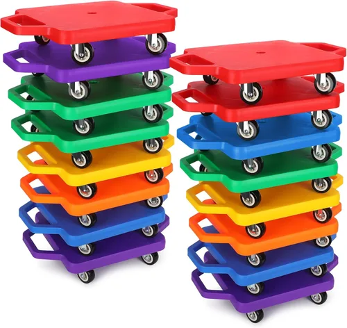 Deekin 16 patinetas con asas, ruedas de plástico para niños, actividades físicas en interiores o exteriores, equipo deportivo y de juego
