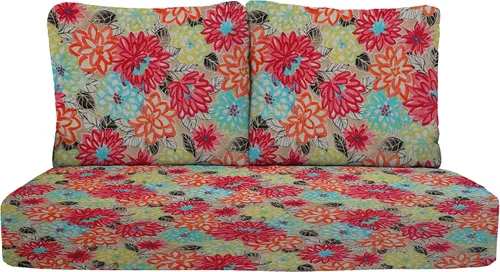 RSH DECOR: Juego de cojines de asiento profundo | Sofá biplaza de 46 x 26 pulgadas | Tela hilada para todo tipo de clima | Sofá de espuma para