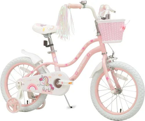 Miniatura 10 de Bixike Bicicleta estilo princesa para niñas con canasta para niños y niñas pequeñas de 2 a 13 años, bicicleta de 12, 14, 16, 18 pulgadas para niños