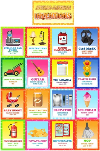 Outus 17 piezas de póster de historia afroamericana para el aula, póster de historia afroamericana, tablero de anuncios de inventores