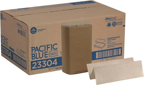Rollos de papel reciclados Pacific Blue Basic plegados (anteriormente con la marca Envision) de GP PRO (Georgia-Pacific), color marrón, 23304, 250