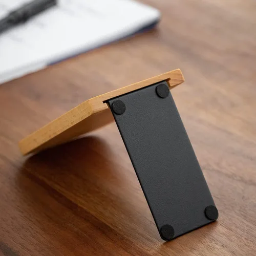 Miniatura 4 de Muso Wood Sujetalibros para estantes, sujetalibros antideslizantes, soporte de madera resistente para libros y películas (haya 1 par)