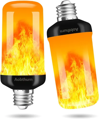 aobthurn Bombillas de Luz de Llama, Bombilla LED de Efecto de Llama de 4 Modos, Base E26 Bombilla de Luz Parpadeante con Sensor de Gravedad,