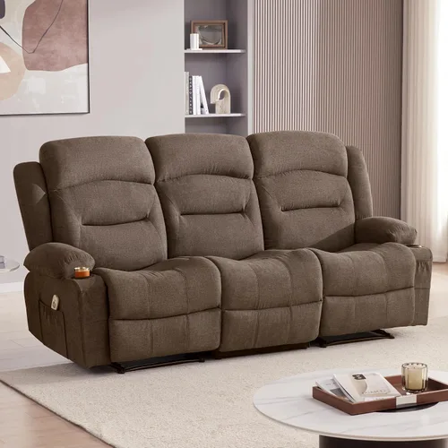 Miniatura 3 de Sofá reclinable extra grande con masaje y calor, sofá reclinable RV grande de 3 plazas para sala de estar, sofá reclinable pegado a la pared