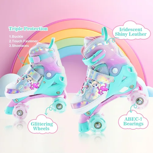 Miniatura 5 de Patines ajustables para niñas, todas las ruedas, zapatos de patinaje luminosos con luz para niños