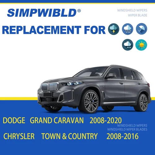 Miniatura 2 de SIMPWIBLD 3 limpiaparabrisas de repuesto para Dodge Grand Caravan 2008-2019/Chrysler Town & Country 2008-2016 Escobillas limpiaparabrisas