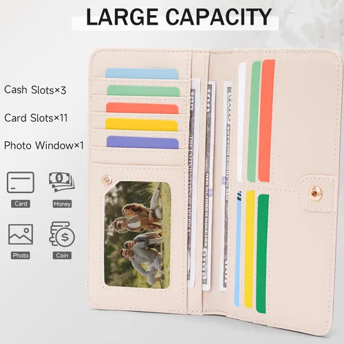 Miniatura 4 de Cartera con Bloqueo RFID para Mujeres Segura Delgada Bifold Cartera para Mujeres Ultra Delgada Billetera para Damas Bifold, 02-púrpura, Moda