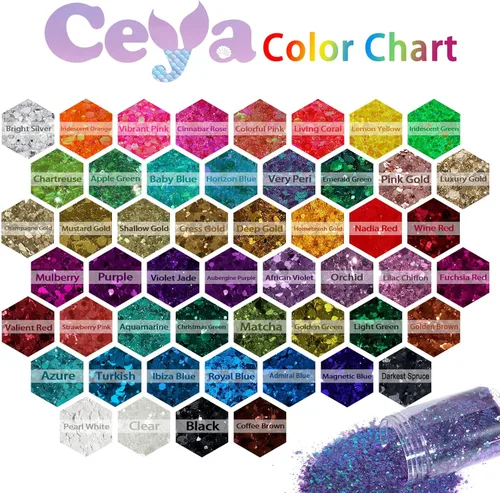 Miniatura 3 de Ceya - Purpurina gruesa, 140 g / 4.9 oz de polvo de purpurina para manualidades, color lila aubergine, con copos finos, lentejuelas iridiscentes 4.9