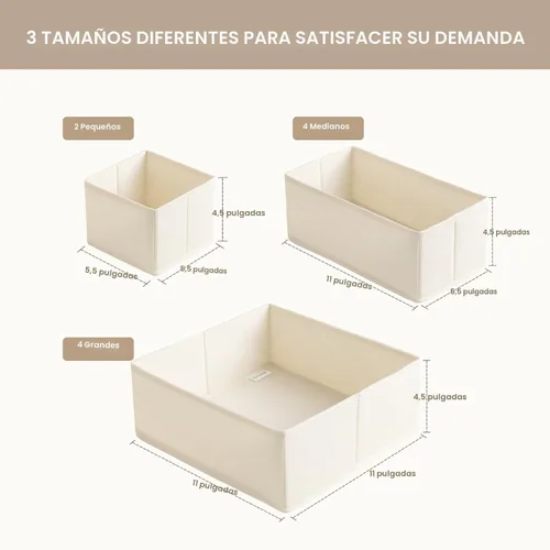 Miniatura 2 de Criusia Organizador de Cajones para Ropa, Paquete de 10 Organizadores de Cómoda para Ropa de Bebé, Ropa Interior, Calcetines - Contenedores Beige