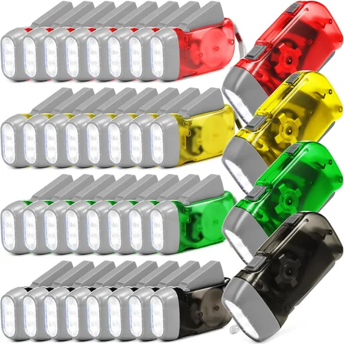 Miniatura 9 de Treela 36 Linternas de Manivela Manual Artículos a Granel para Navidad Linterna de Compresión Sin Batería Requerida Antorcha de 3 Modos de Carga azul