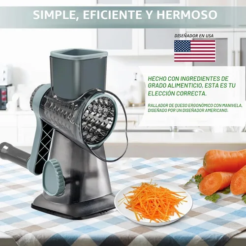 Miniatura 2 de Rallador de queso con asa, rallador de queso giratorio manual multifuncional - rallador de queso corta fácilmente zanahorias, papas, verduras