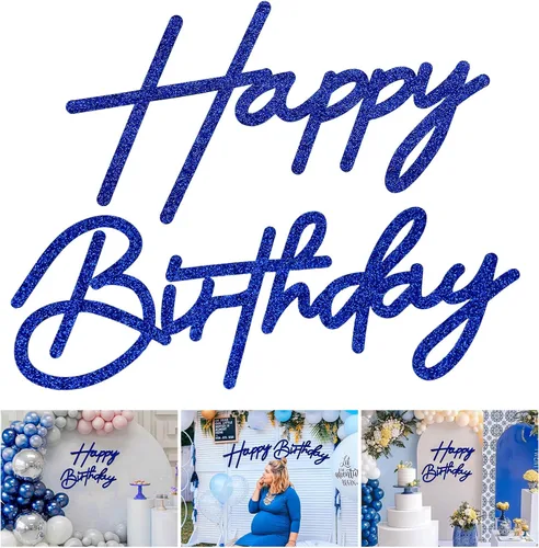 Miniatura 23 de Letrero negro de feliz cumpleaños para telón de fondo, letras de feliz cumpleaños de fieltro para arco de globos, decoraciones de telón de fondo