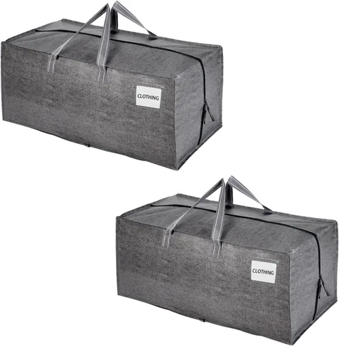 Miniatura 31 de VENO Paquete de 2 bolsas de mudanza, correas de mochila, mudanza, cajas de almacenamiento universitario, con tapas, resistentes, extragrandes, asas