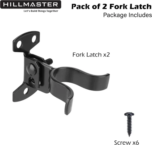 Miniatura 4 de HILLMASTER Pestillo de horquilla de cadena de 1-3/8 pulgadas con parte trasera plana de 1-3/8 pulgadas, pestillo de horquilla de puerta negro