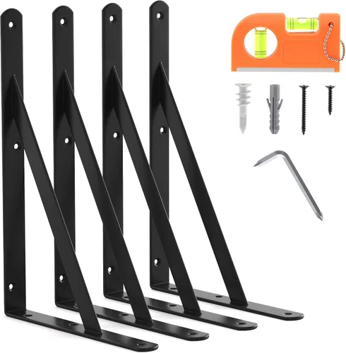 Miniatura 12 de Paquete de 8 soportes de estante resistentes de 14 pulgadas, soporte de pared flotante grande para estantes de almacenamiento de garaje, acabado