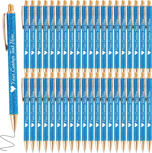 Miniatura 64 de Hasta 100 bolígrafos personalizados a granel con nombre, bolígrafo con purpurina personalizable, logotipo de negocios, mensaje de texto, regalo