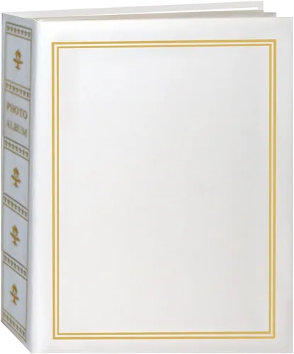 Pioneer Álbum de fotos encuadernado estilo libro con detalles dorados, capacidad para 208 fotos de 4 x 6 pulgadas, 2 por página, color blanco