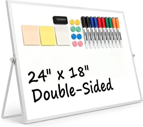 Miniatura 11 de Pizarra Blanca de Escritorio Pequeña con Soporte, 10" x 10" Pizarra Blanca de Marco de Aluminio Plateado de Doble Cara para Niños, Mini Pizarra