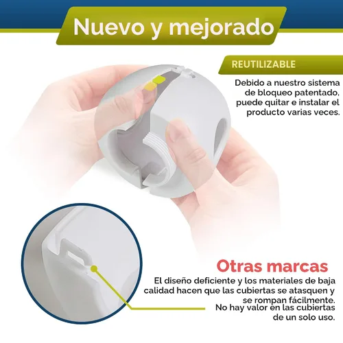 Miniatura 4 de Cubierta para pomo de puerta de seguridad infantil (paquete de 4) Cubiertas de manija de puerta de doble cerradura difíciles de quitar para niños