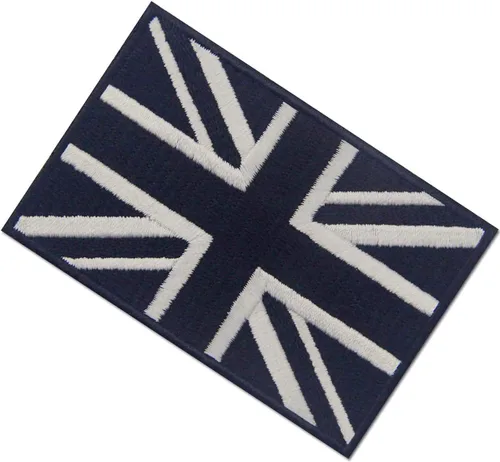 Miniatura 4 de Parche bordado táctico de la Unión Británica Jack Bandera de Inglaterra Reino Unido Gran Bretaña para planchar en el emblema - Blanco y negro