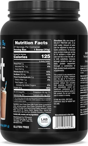 Miniatura 7 de PEScience Select Protein Powder, mezcla de suero y caseína, proteína limpia en polvo para mujeres y hombres, baja en calorías, baja