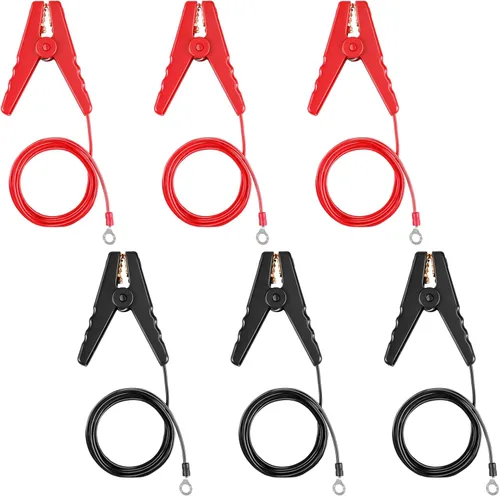 Kanayu 6 unids 3 ft Solar Electric Fence Wire Connectors Solar Fence Charger Connectors Electric Connect Clips Cable de cobre de plomo con clip de