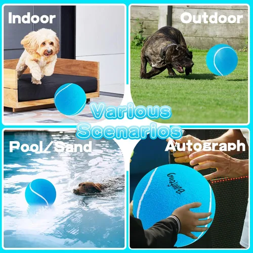 Miniatura 7 de Banfeng Pelota de tenis grande para perros, pelota de tenis gigante para perros, juguete grande para deportes al aire libre, regalo para perros Azul