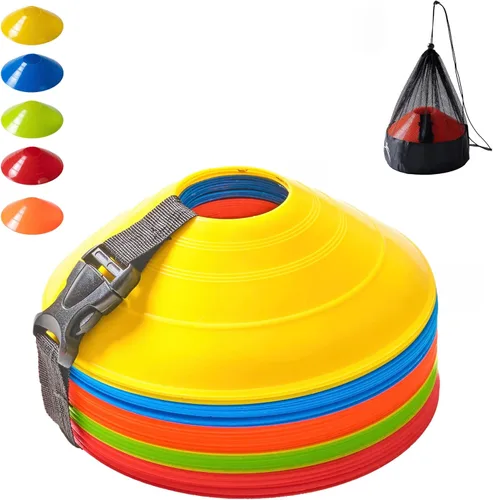 Miniatura 7 de Conos de fútbol flexibles (juego de 60/50/40/25) con bolsa de malla y correa, conos deportivos para fútbol, baloncesto, equipo de entrenamiento