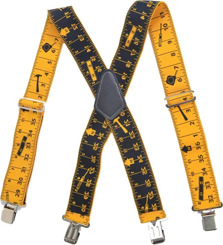 Miniatura 5 de AISENIN Tape Measure Suspenders for Men 2 Wide X-Back Work Suspenders Elastic Adjustable
