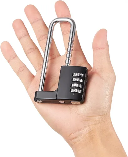 Miniatura 4 de Cerradura de gabinete de longitud de trabajo de 1.6 a 3.8 pulgadas, candado de combinación de acero inoxidable, código de bloqueo de grillete largo