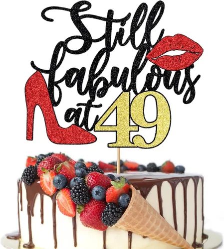 Miniatura 14 de Still Fabulous at 30 - Decoración para tartas de feliz cumpleaños de 30 años, tacones altos de reina con labios rojos grandes, decoración