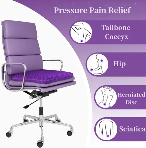 Miniatura 7 de Cojín de gel para asiento para sentarse durante mucho tiempo, cojines de asiento doble grueso para escritorio de oficina, silla de ruedas
