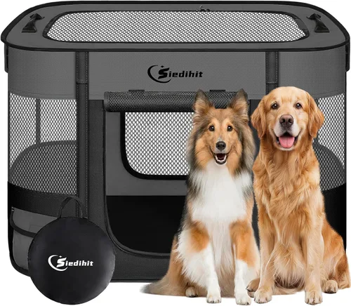 Miniatura 15 de Corralito para perros, gatos y mascotas, corralito portátil para perros en interiores y exteriores, viajes, camping, carpa jaula plegable para Gris