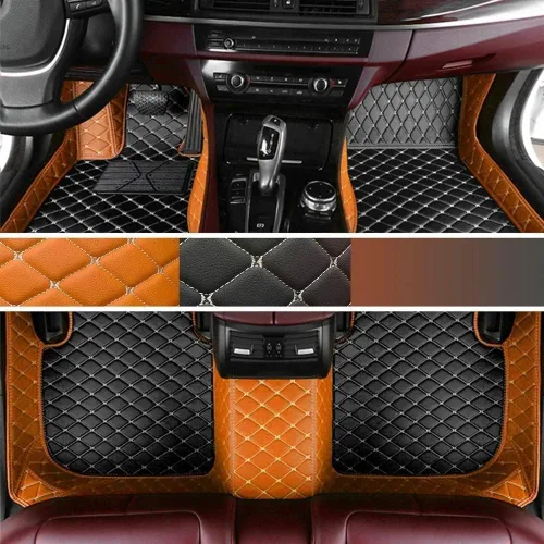 Miniatura 24 de Alfombrillas personalizadas para el 99 % de los sedán, SUV, deportivos, forros de cuero, para todo tipo de clima, tapetes de automóvil (rayas negras)
