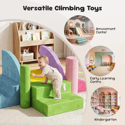 Miniatura 5 de Teckid Juguetes de escalada para niños pequeños, juego de 8 piezas de bloques de espuma suave para interiores, gateo seguro, escalada