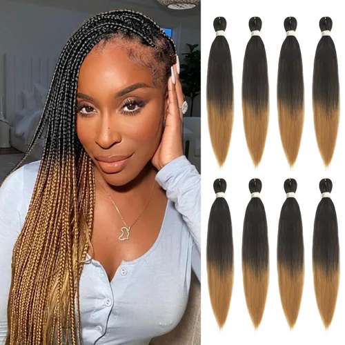 Miniatura 66 de Beyond Beauty - Trenzas preestiradas de cabello profesional sin picazón, ajuste de agua caliente, fibra sintética, textura Yaki, extensiones