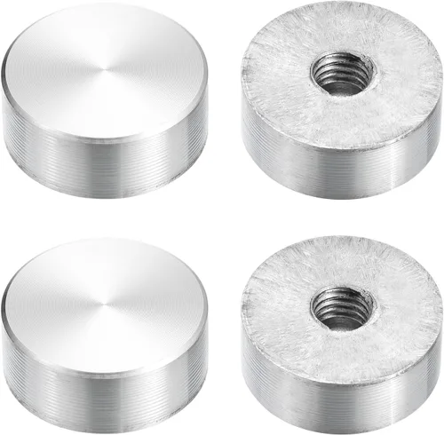 Miniatura 48 de uxcell M6 Rosca 0.787 in de diámetro de forma redonda de aluminio disco hardware 1pcs, aluminio círculo disco vidrio adaptador superior para mesa