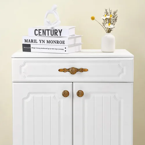 Miniatura 5 de Paquete de 10 tiradores y perillas redondas para cajones, 1.4 pulgadas (1.417 in), pomos de gabinete de latón antiguo, pomos de gabinete urbano