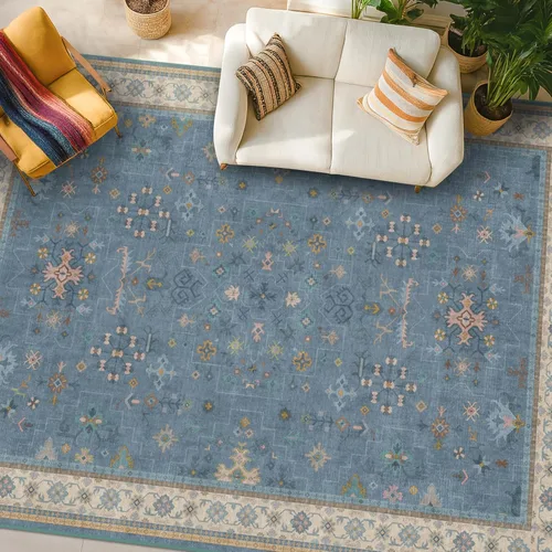 Miniatura 201 de Alfombra Boho Negra para Sala de Estar - Alfombra de Área Lavable de 10x14 Pies, Alfombras de Comedor para Debajo de la Mesa, Alfombra Suave de Pelo