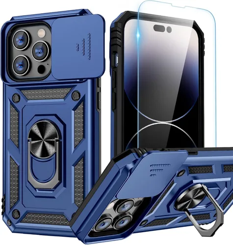 Miniatura 8 de Goton Funda para iPhone 14 Plus con Protector de Pantalla - Funda con Cubierta Deslizante para Cámara con Soporte de Anillo, Resistente de Grado